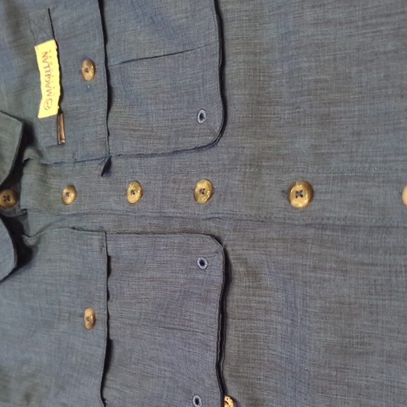 Boys Magellan Outdoors Aransas Pass HeatherBlue S/S Fishing Button down - Picture 5 of 5